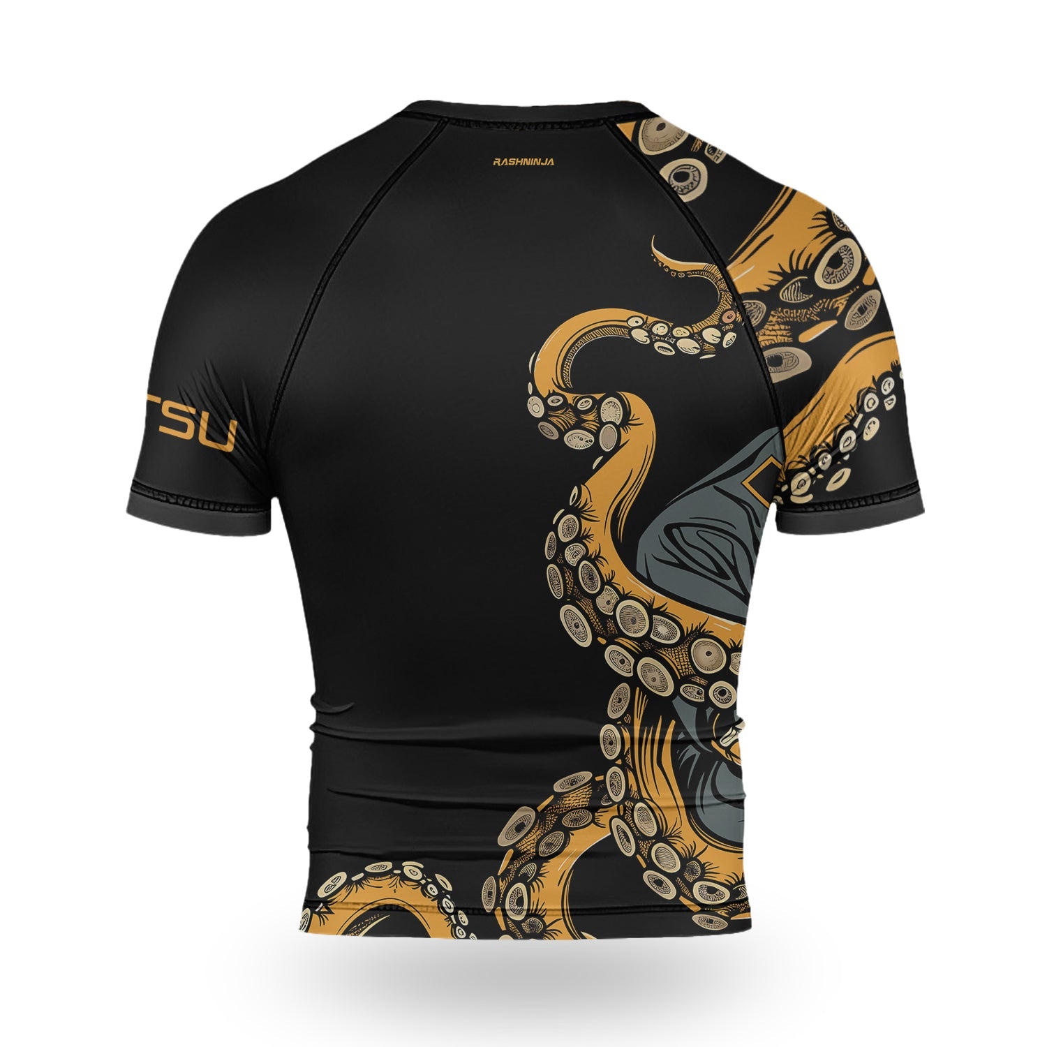 Rashninja Octopus Yellow Men's Short Sleeve Rash Guard