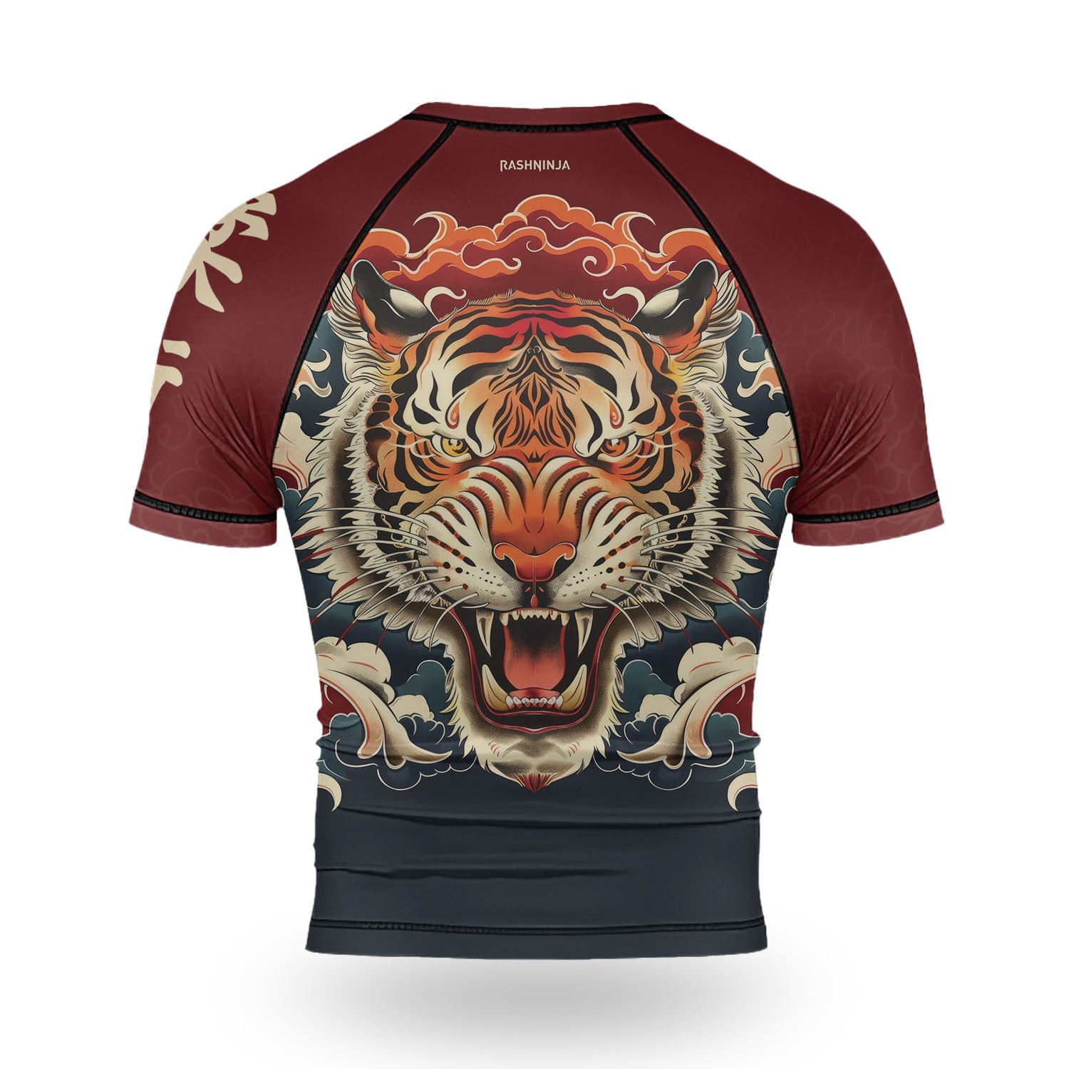 Rashninja Tiger Cloud Black Red Men's Short Sleeve Rash Guard