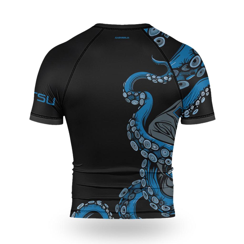 Rashninja Octopus Blue Men's Short Sleeve Rash Guard