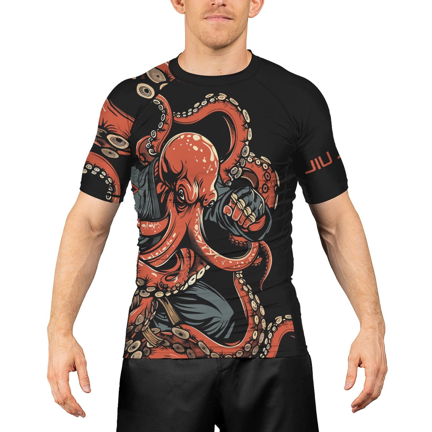 Rashninja Octopus Red Men's Short Sleeve Rash Guard