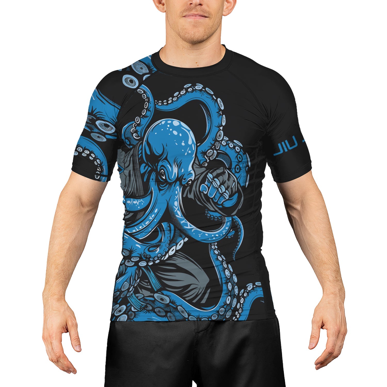 Rashninja Octopus Blue Men's Short Sleeve Rash Guard