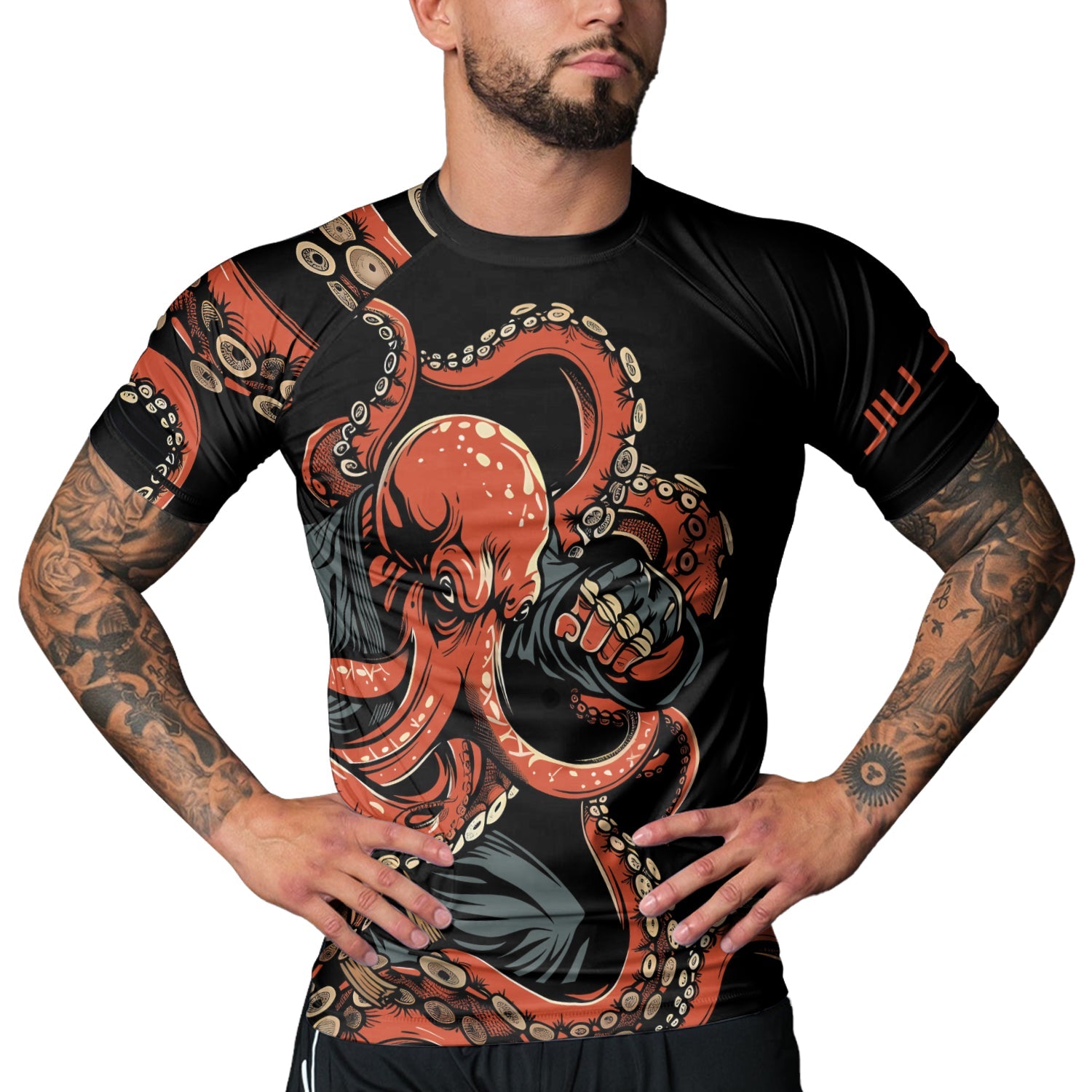 Rashninja Octopus Red Men's Short Sleeve Rash Guard