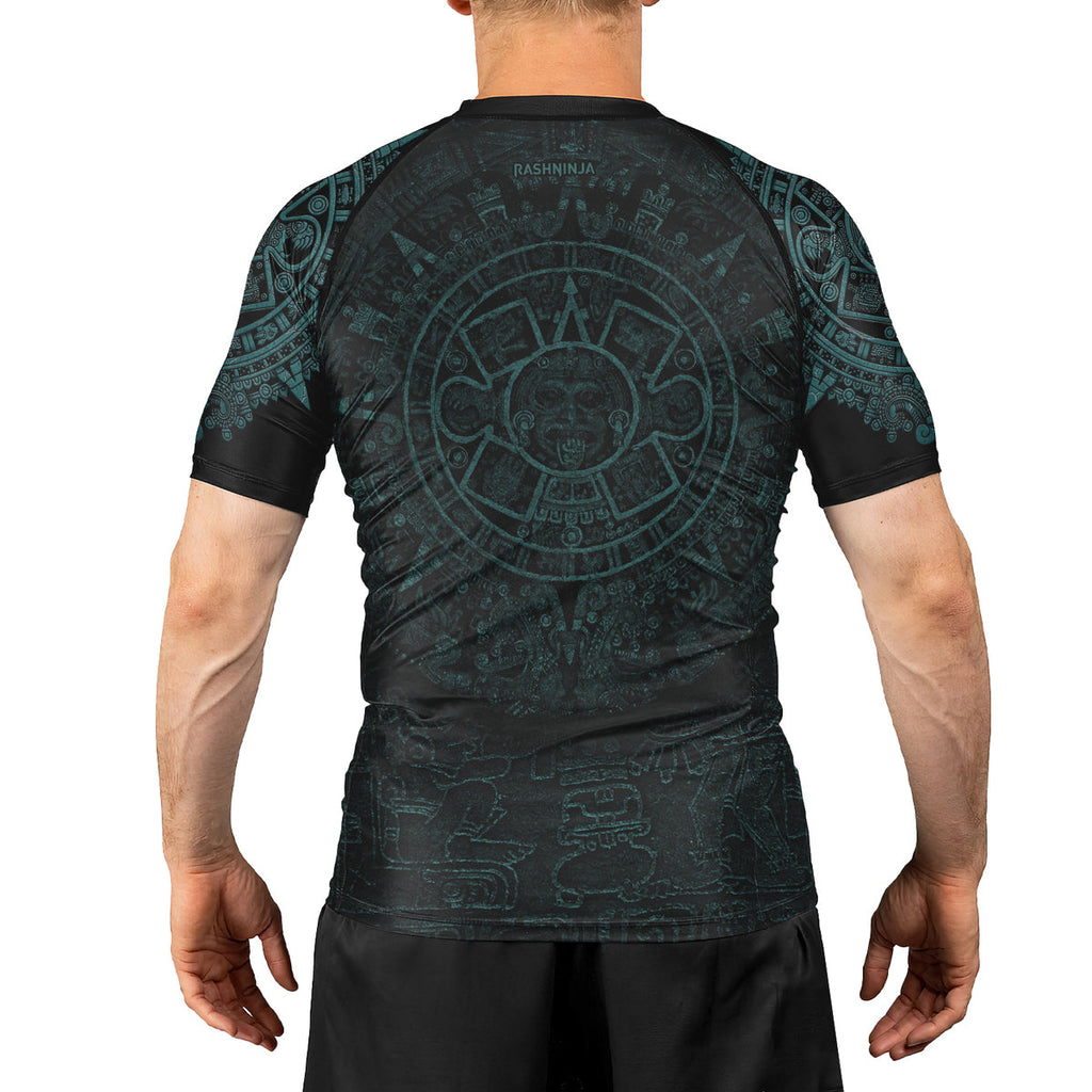 Rashninja Aztec Chief Cranium Men's Short Sleeve Rash Guard