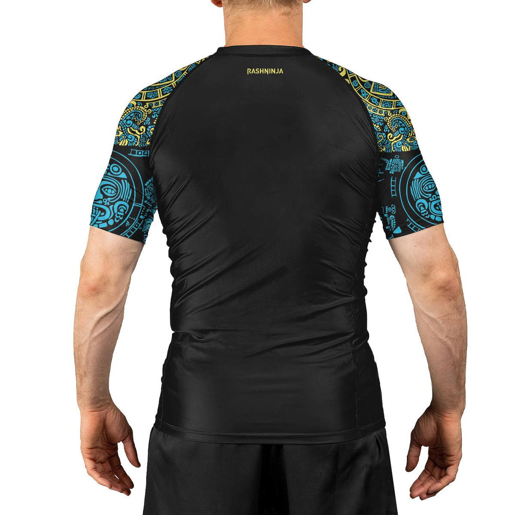 Rashninja Aztec Quetzalcoatl's Serpent Men's Short Sleeve Rash Guard