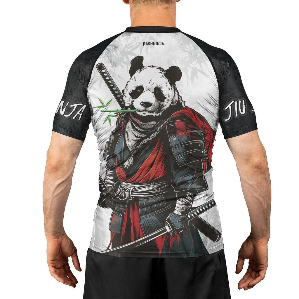 Rashninja Mystic Warrior Panda Samurai Men's Short Sleeve Rash Guard
