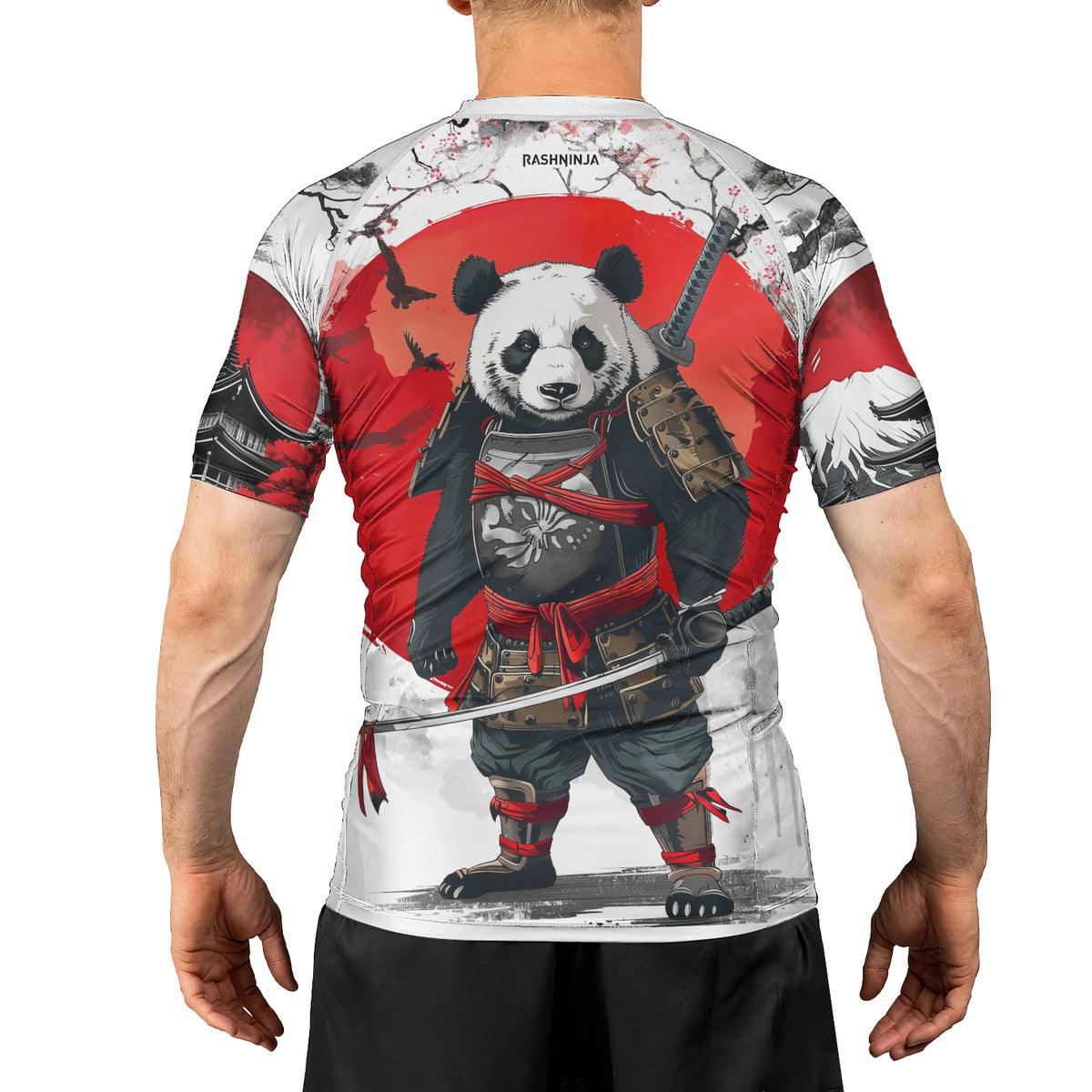 Rashninja Samurai Panda Warrior Men's Short Sleeve Rash Guard
