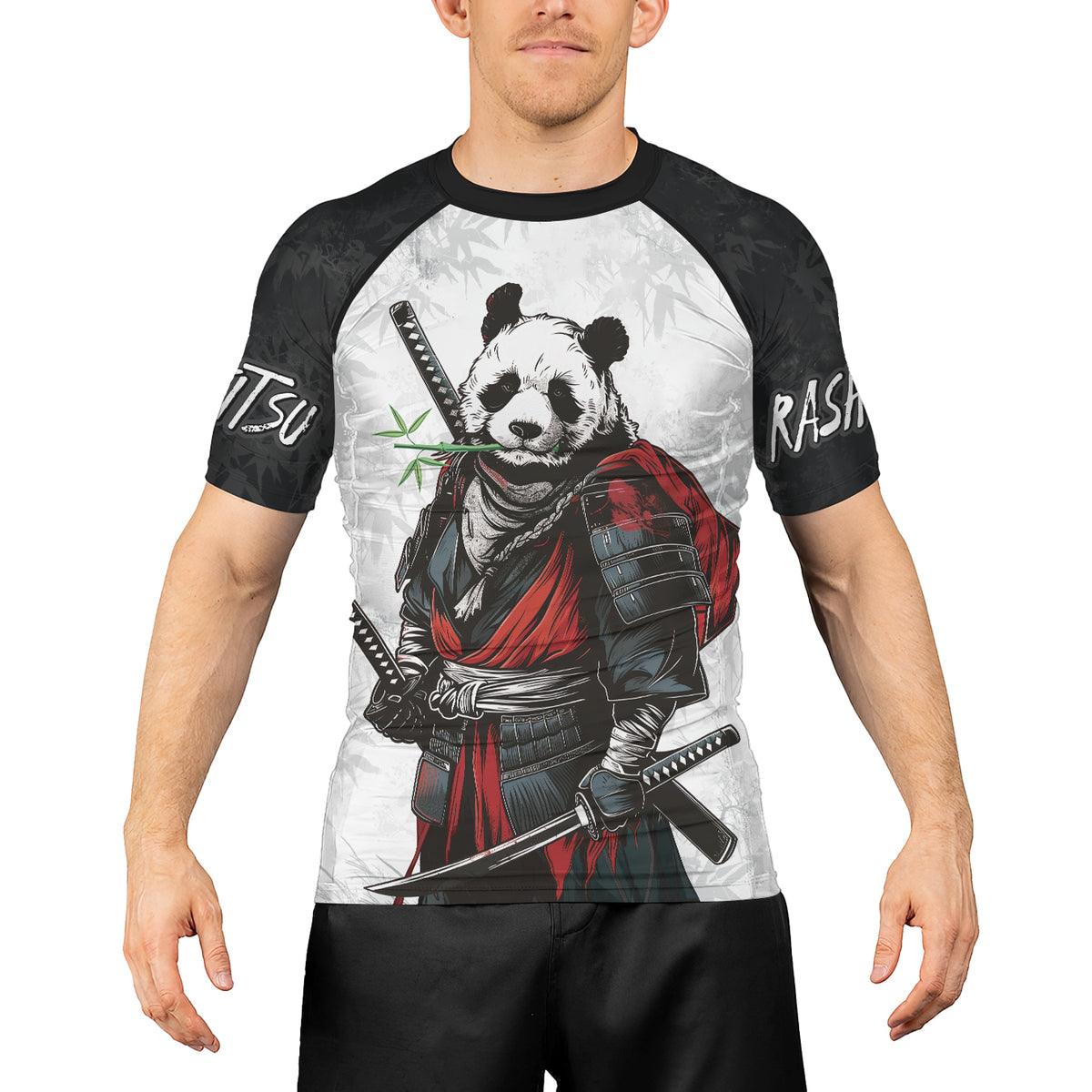 Rashninja Mystic Warrior Panda Samurai Men's Short Sleeve Rash Guard