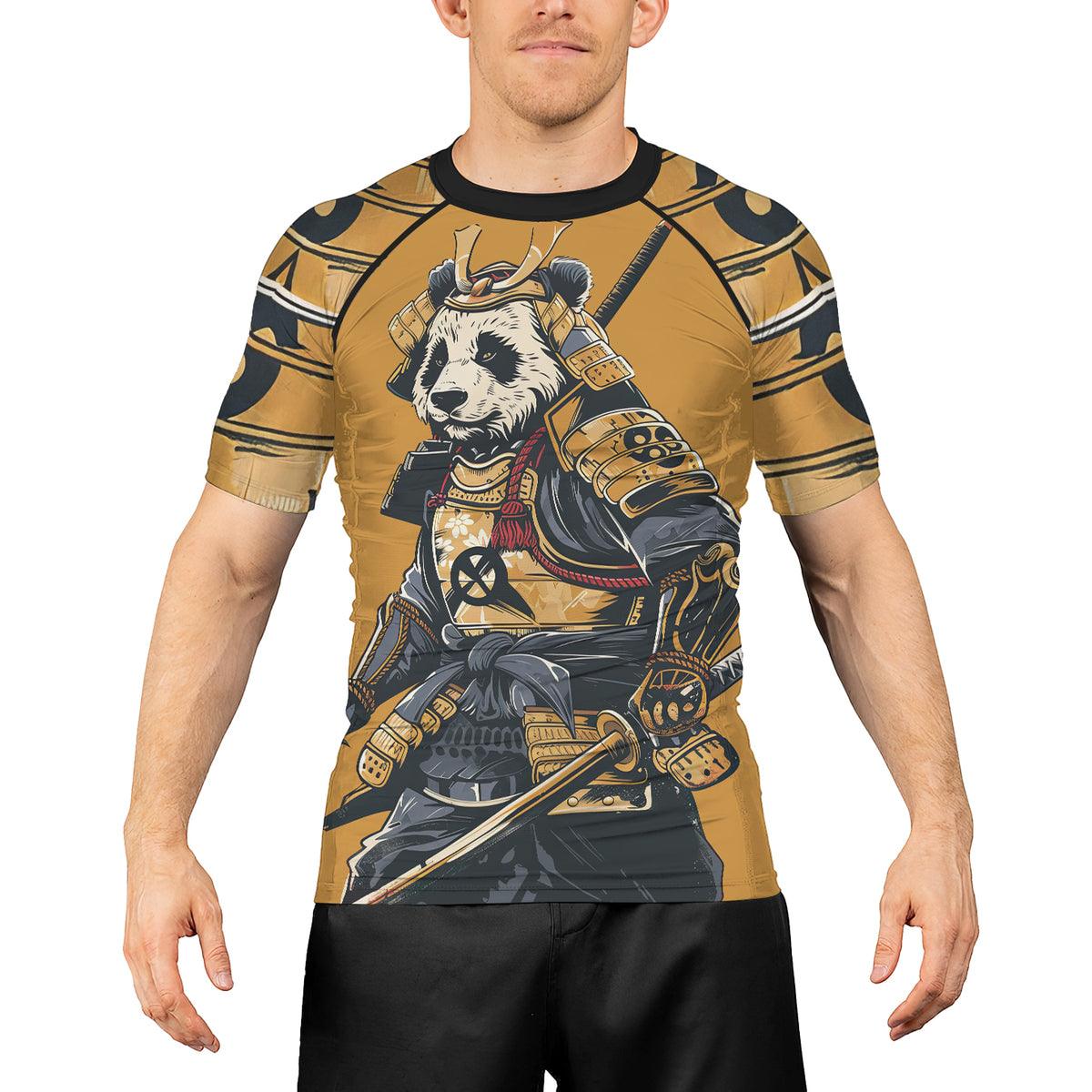 Rashninja Samurai Panda Strikes Men's Short Sleeve Rash Guard
