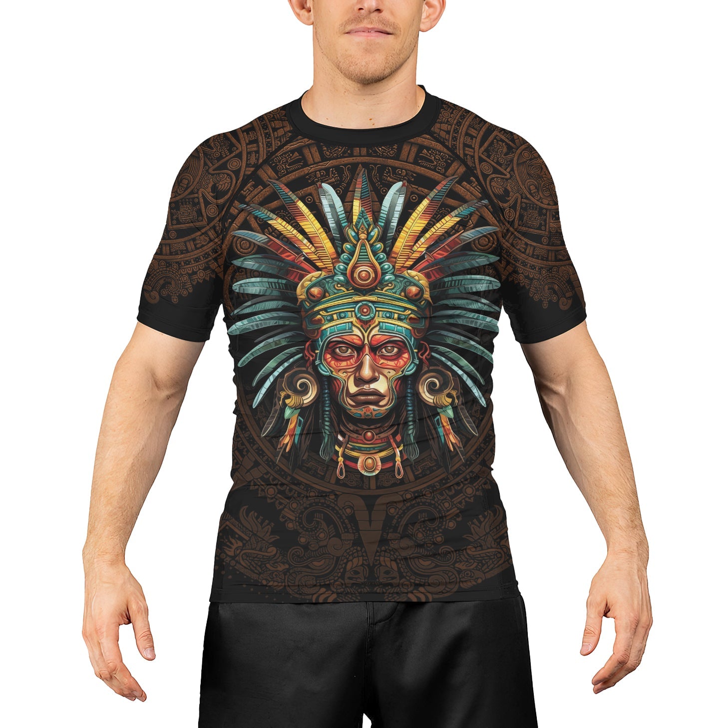 Rashninja Aztec Headman Men's Short Sleeve Rash Guard