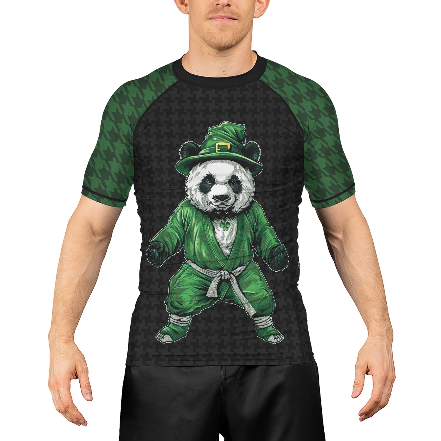 Rashninja Irish Kungfu Panda Men's Short Sleeve Rash Guard