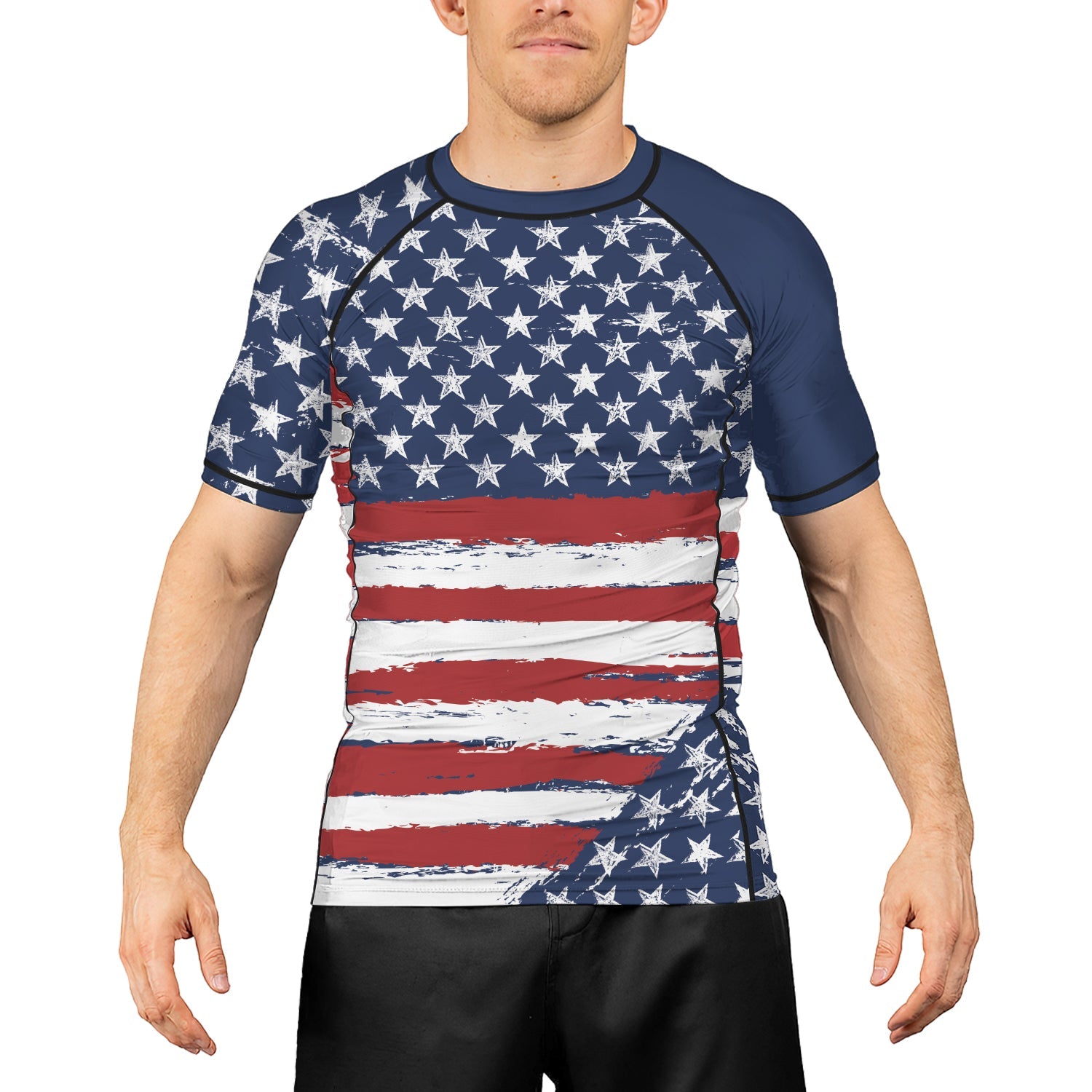 Rashninja Flag of the United States Men's Short Sleeve Rash Guard