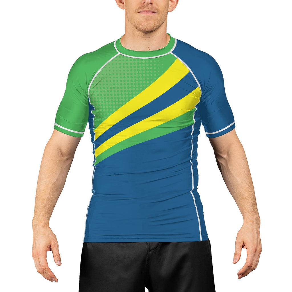 Rashninja Brazilian Pride Grappler Men's Short Sleeve Rash Guard