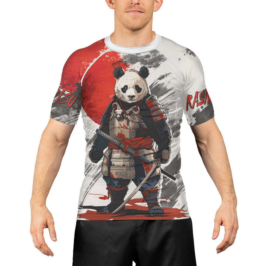 Rashninja Panda Samurai Armor Men's Short Sleeve Rash Guard