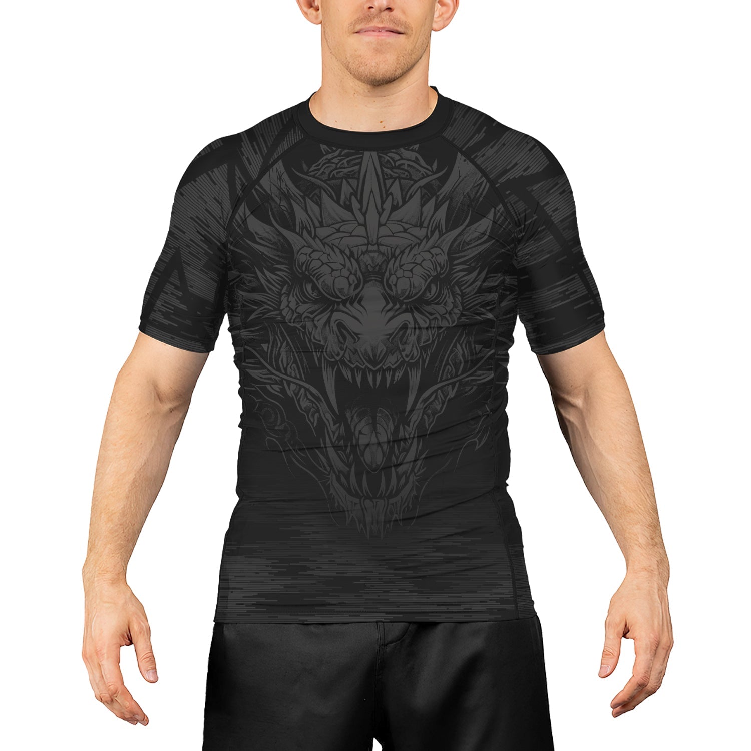 Rashninja Dragon Black Men's Short Sleeve Rash Guard