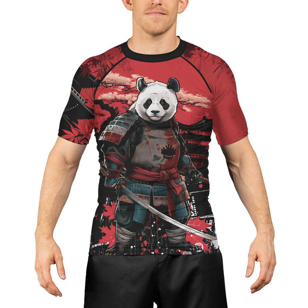 Rashninja Panda Samurai Legend Men's Short Sleeve Rash Guard