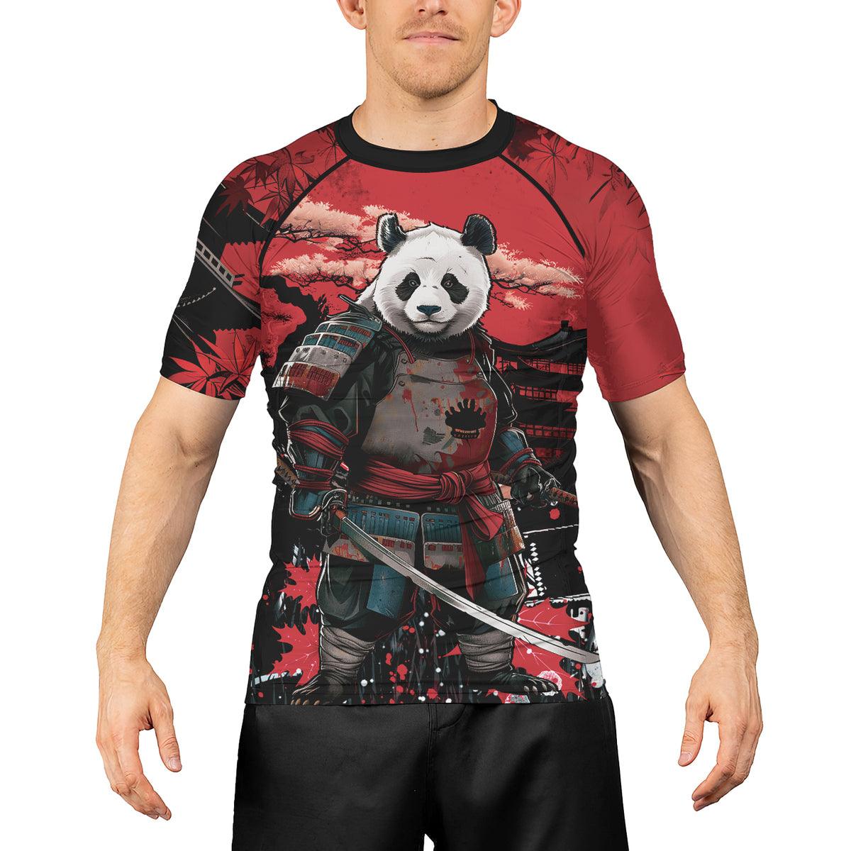 Rashninja Panda Samurai Legend Men's Short Sleeve Rash Guard