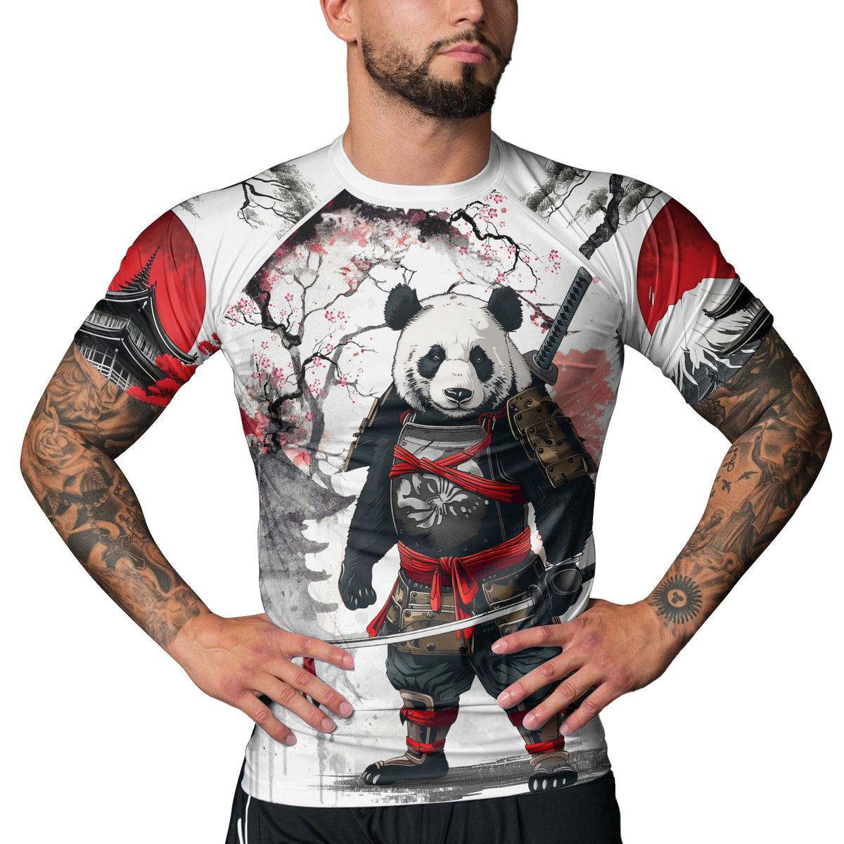 Rashninja Samurai Panda Warrior Men's Short Sleeve Rash Guard