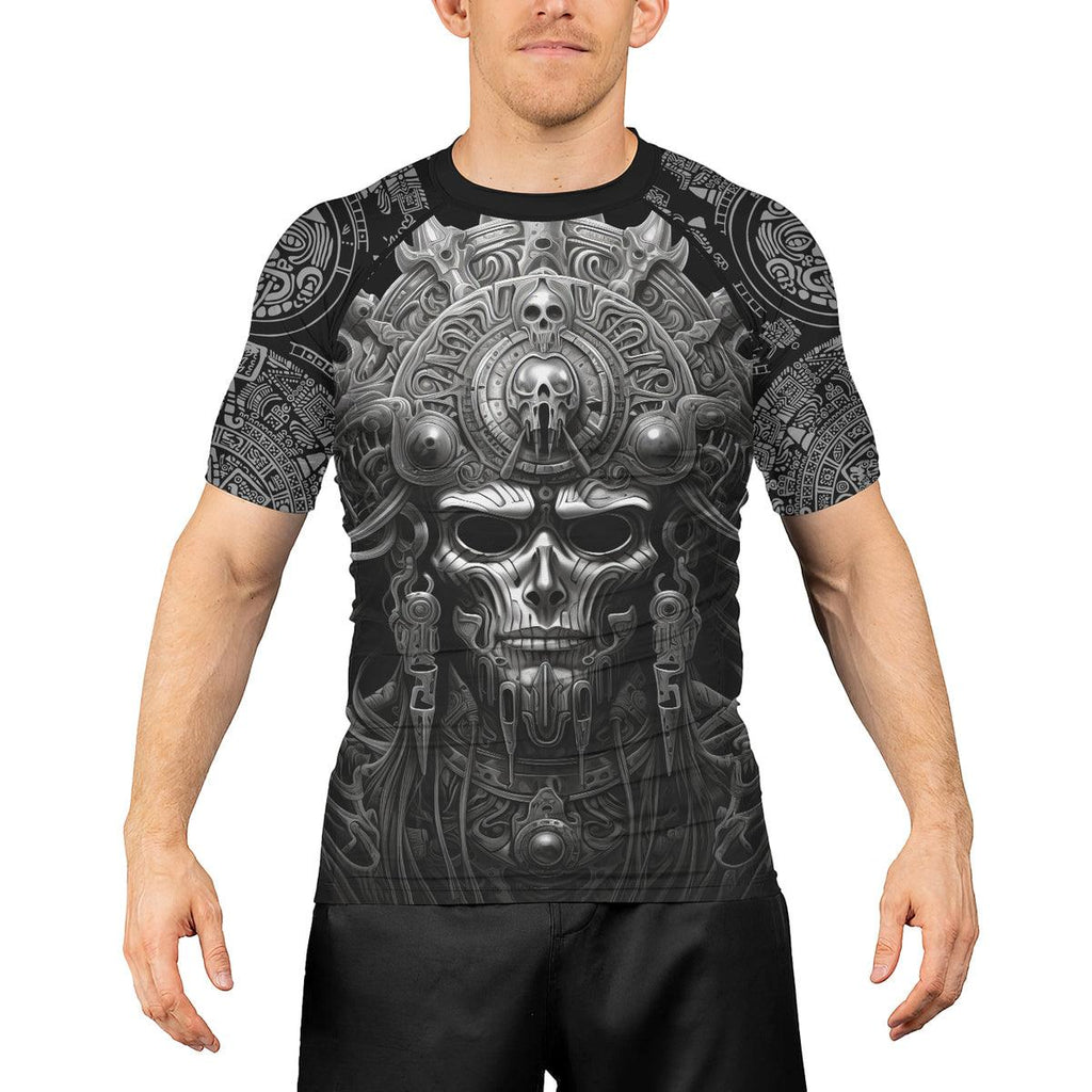 Rashninja Aztec Tribe Headman Men's Short Sleeve Rash Guard