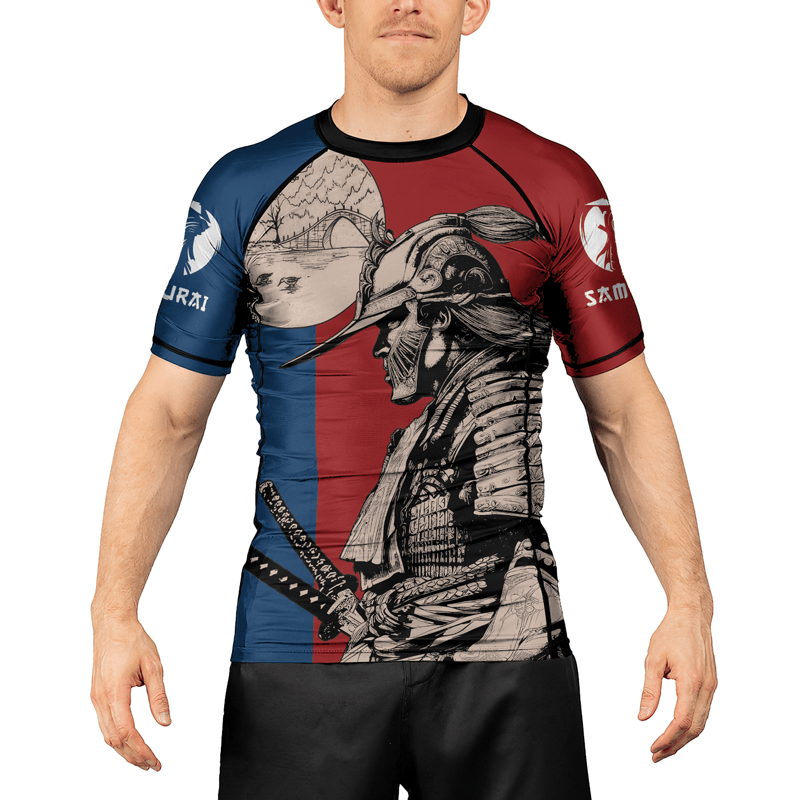 Rashninja Rising Sun Bridge Samurai Men's Short Sleeve Rash Guard