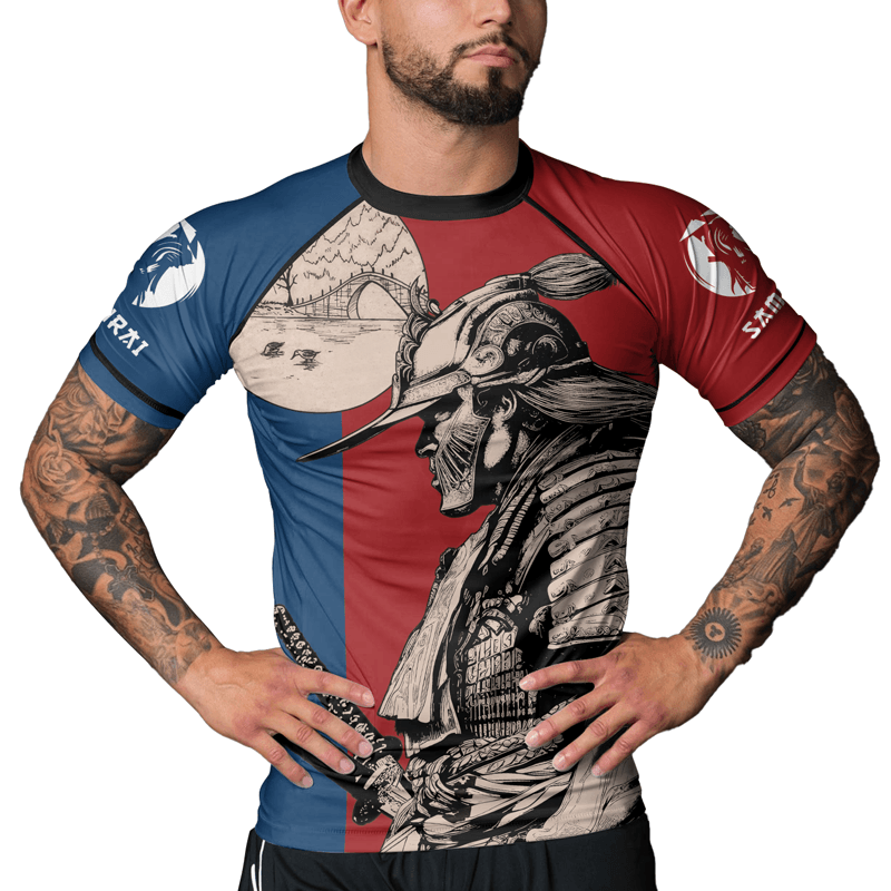 Rashninja Rising Sun Bridge Samurai Men's Short Sleeve Rash Guard