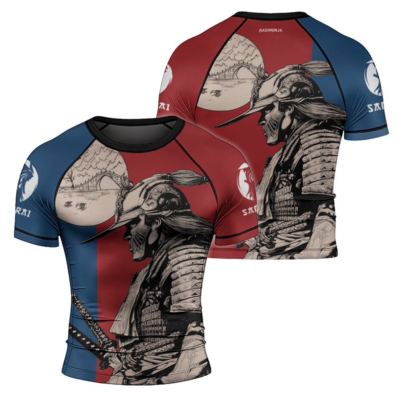 Rashninja Rising Sun Bridge Samurai Men's Short Sleeve Rash Guard