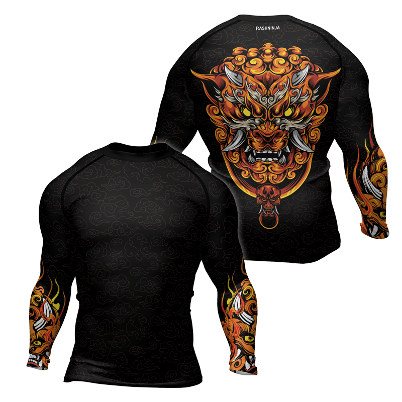 Rashninja Mystical Guardians Foo Dog Men's Long Sleeve Rash Guard