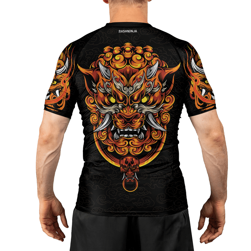 Rashninja Mystical Guardians Foo Dog Men's Short Sleeve Rash Guard