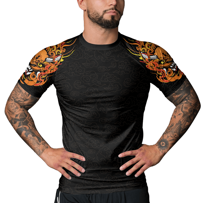 Rashninja Mystical Guardians Foo Dog Men's Short Sleeve Rash Guard