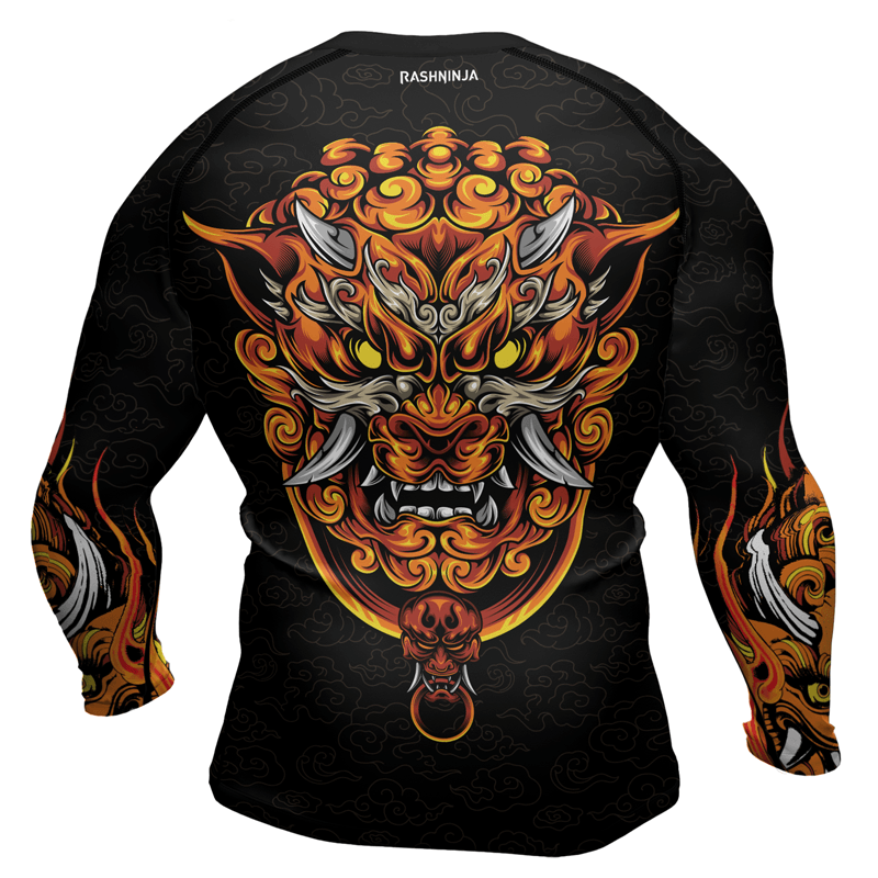 Rashninja Mystical Guardians Foo Dog Men's Long Sleeve Rash Guard
