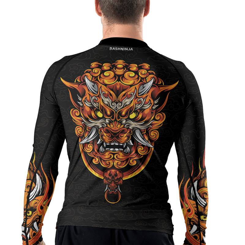 Rashninja Mystical Guardians Foo Dog Men's Long Sleeve Rash Guard
