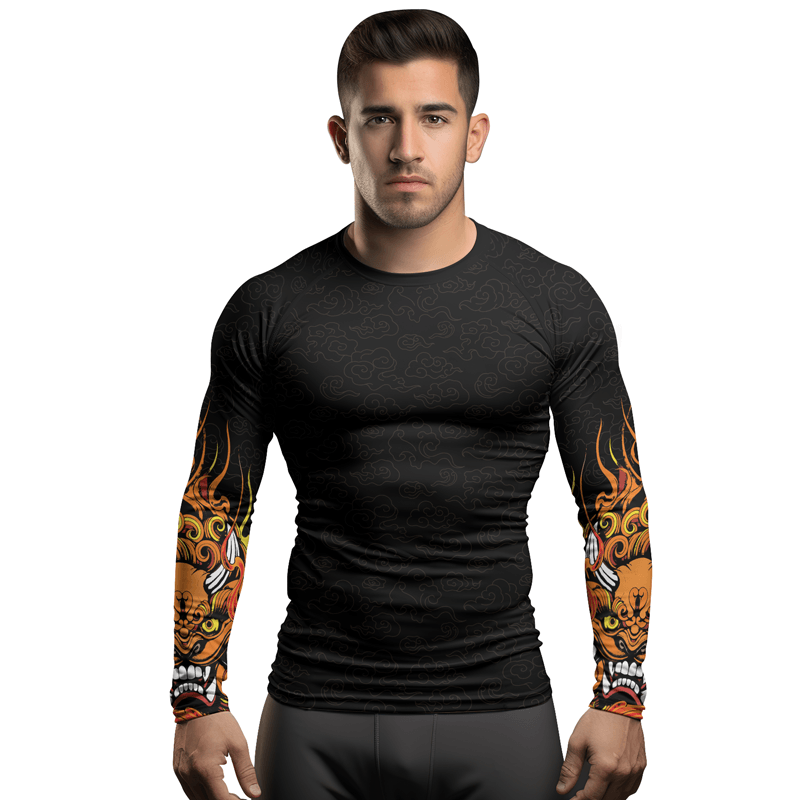 Rashninja Mystical Guardians Foo Dog Men's Long Sleeve Rash Guard