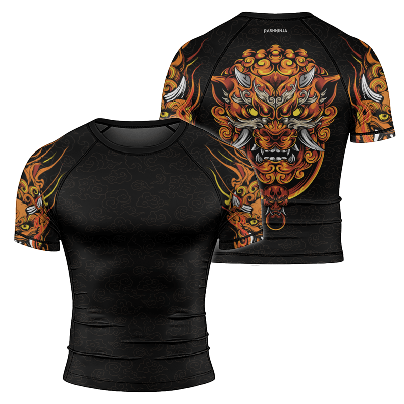 Rashninja Mystical Guardians Foo Dog Men's Short Sleeve Rash Guard