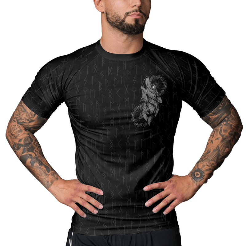 Rashninja Viking Wolf Symbol Men's Short Sleeve Rash Guard