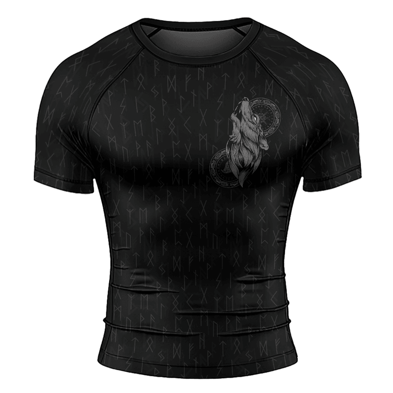 Rashninja Viking Wolf Symbol Men's Short Sleeve Rash Guard