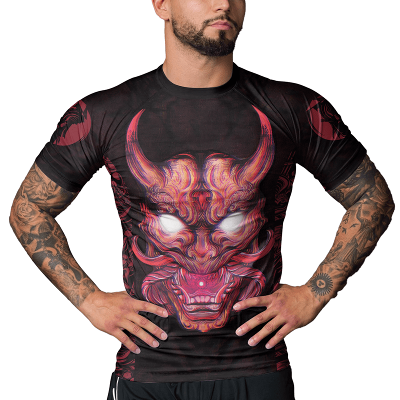 Rashninja Mystical Oni Mask Men's Short Sleeve Rash Guard