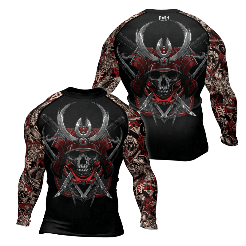 Rashninja Skull Samurai Armor Men's Long Sleeve Rash Guard