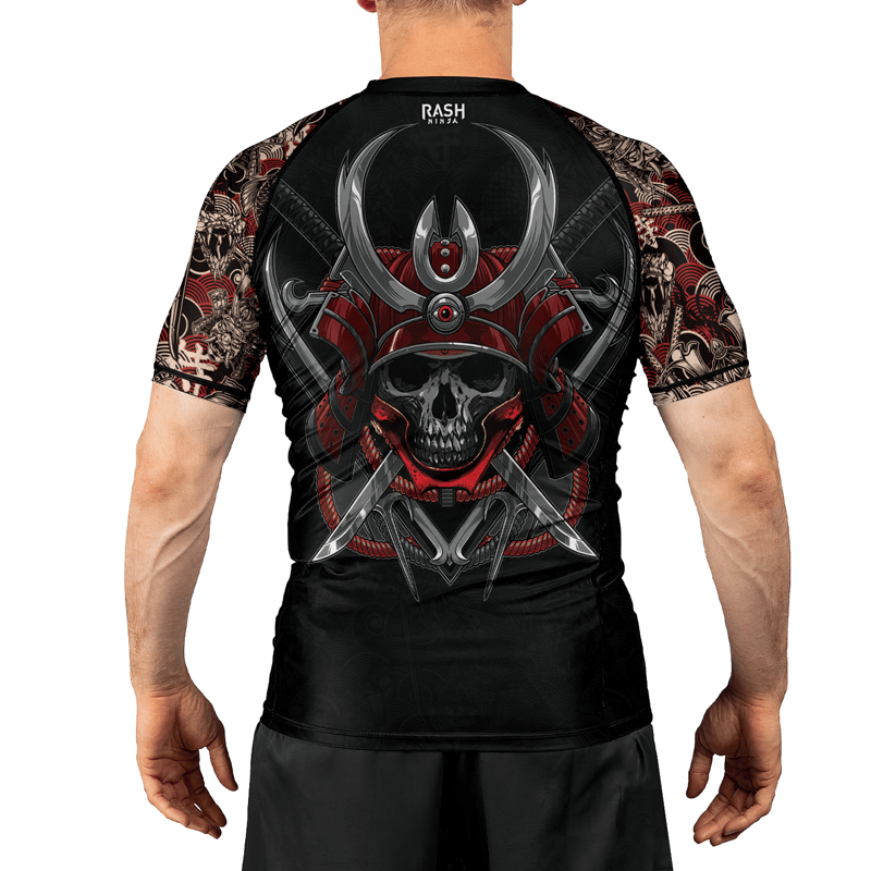 Rashninja Skull Samurai Armor Men's Short Sleeve Rash Guard