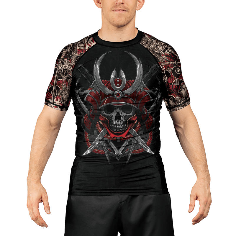 Rashninja Skull Samurai Armor Men's Short Sleeve Rash Guard