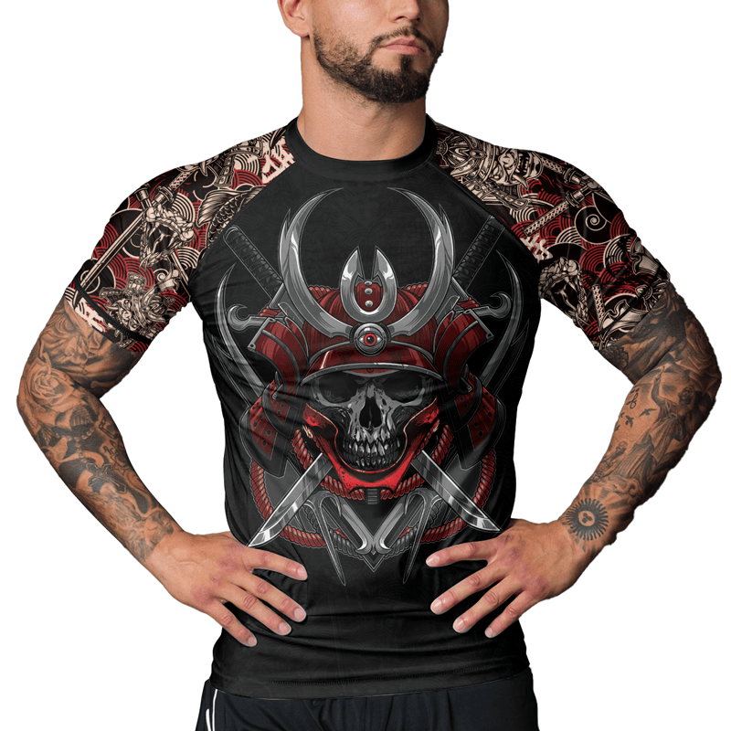 Rashninja Skull Samurai Armor Men's Short Sleeve Rash Guard