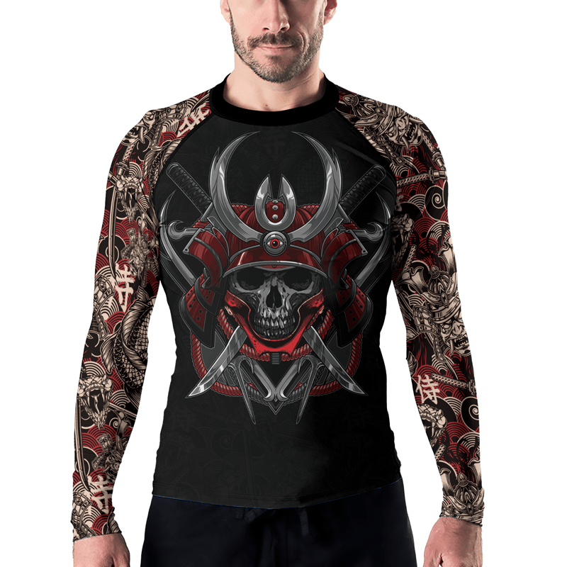 Rashninja Skull Samurai Armor Men's Long Sleeve Rash Guard
