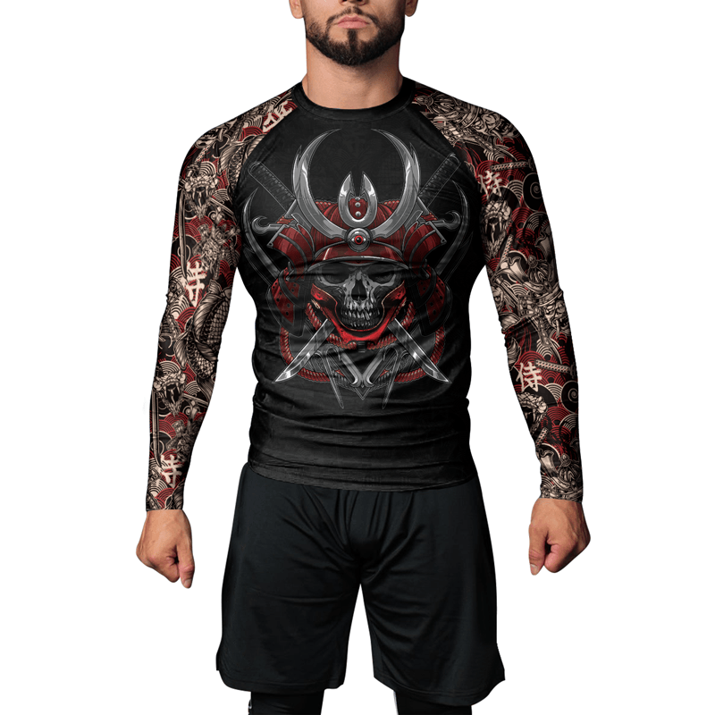 Rashninja Skull Samurai Armor Men's Long Sleeve Rash Guard