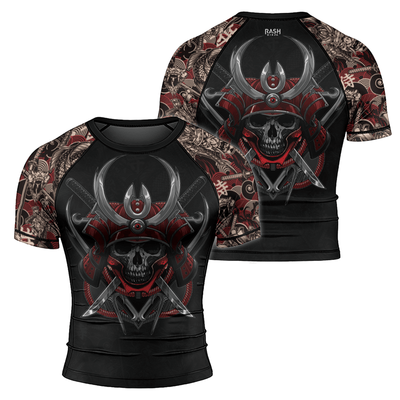 Rashninja Skull Samurai Armor Men's Short Sleeve Rash Guard