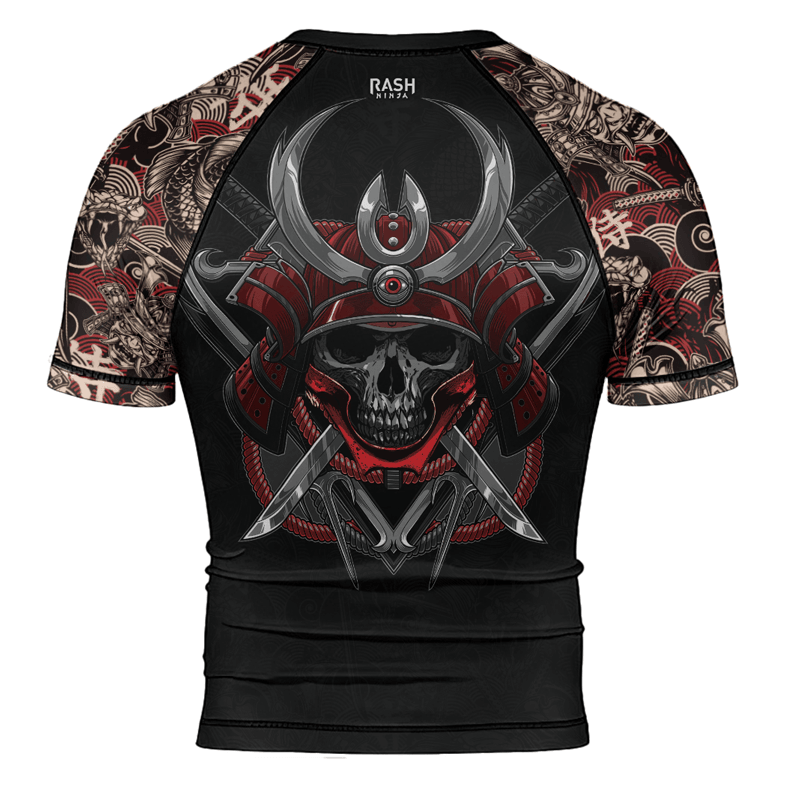Rashninja Skull Samurai Armor Men's Short Sleeve Rash Guard